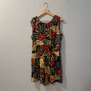 Floral Sleeveless Romper - Black and Red Vibtage Size 12 Current Size 8-10.